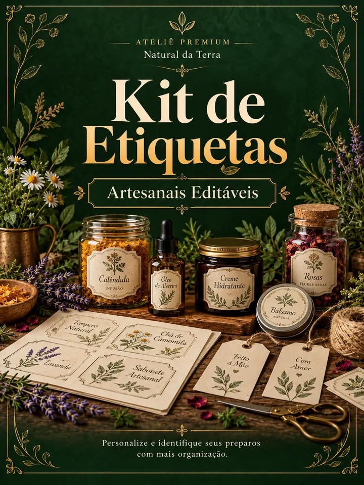 Capa Kit de Etiquetas Artesanais Editáveis